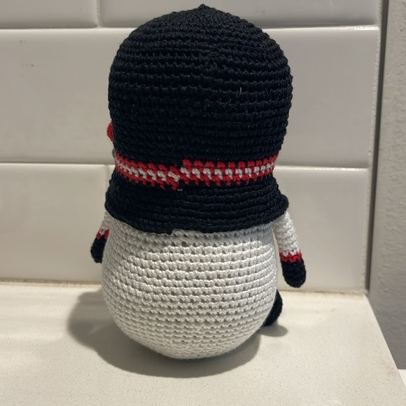 Handcrafted Snowman Gnome with Holly Winter Holiday Seasonal Christmas Crochet - Picture 9 of 12